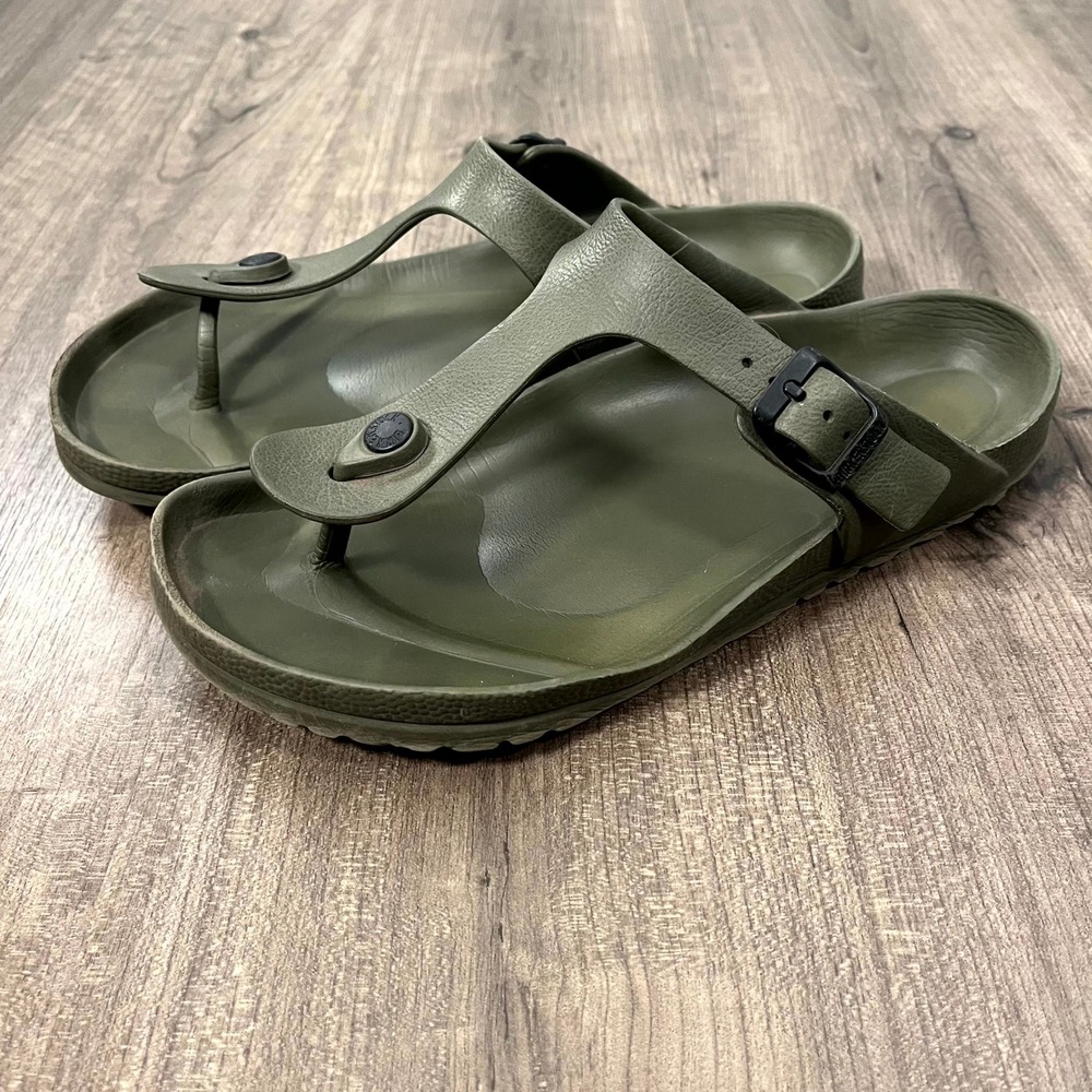 Birkenstock Sandals Gizeh EVA Olive Green Thong Flip Flops Womens 40 US 9-9.5